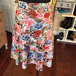 Catherine Malandrino skirt fit & flare colorful floral elastic waistband sz xl